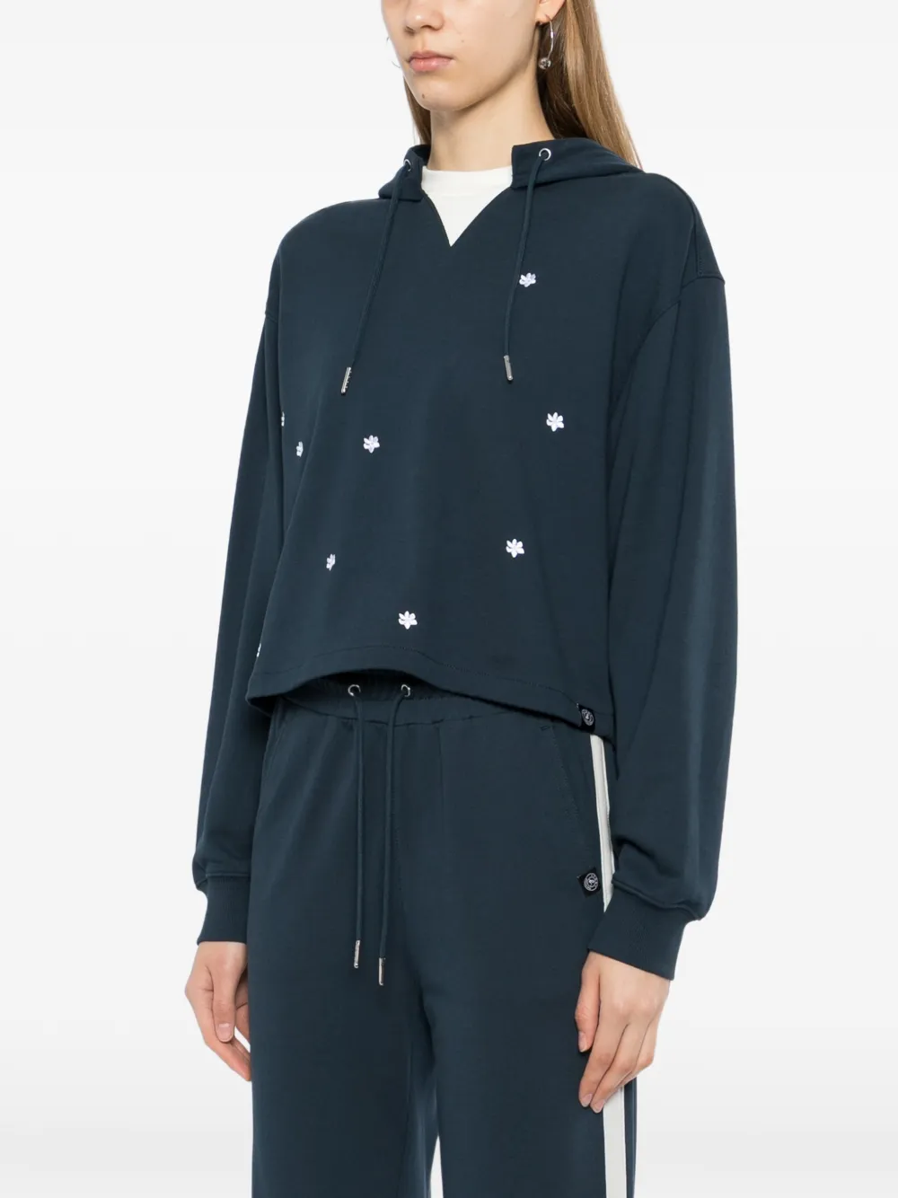 SPORT b. by agnès b. Floral embroidery hoodie Blauw