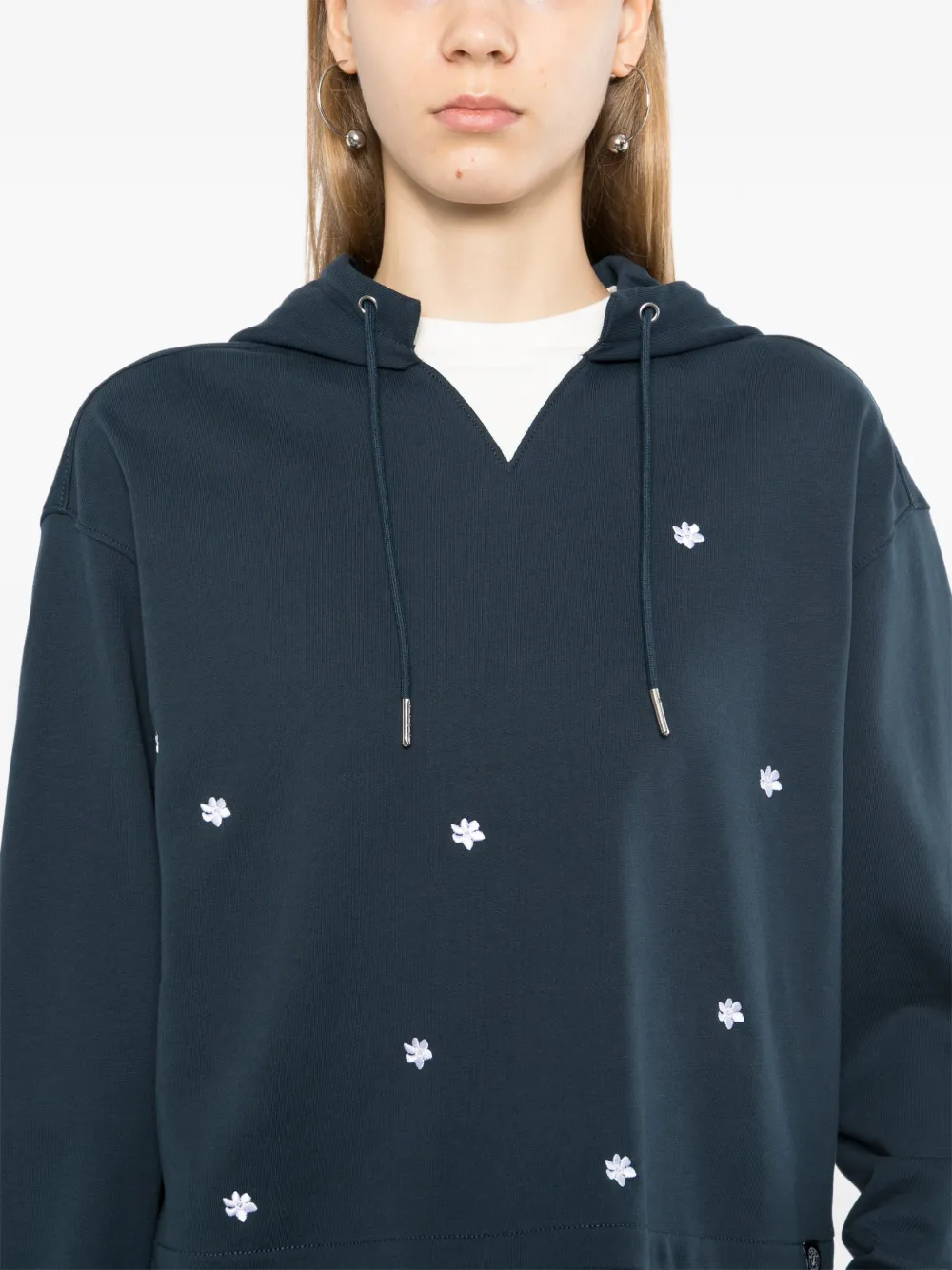 SPORT b. by agnès b. Floral embroidery hoodie Blauw