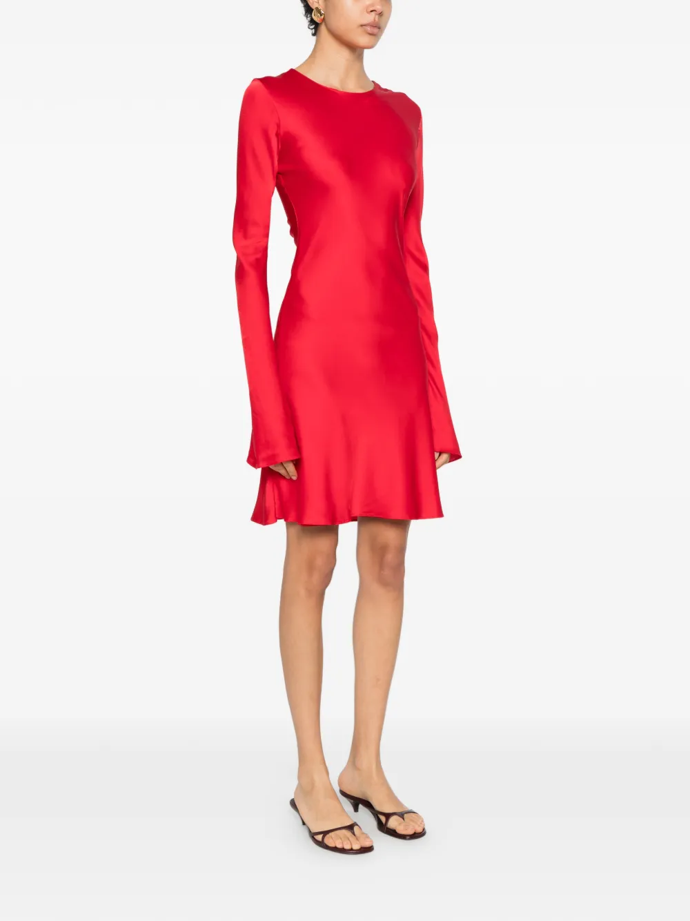  Silkylicious Long-sleeve Short Dress - Red 