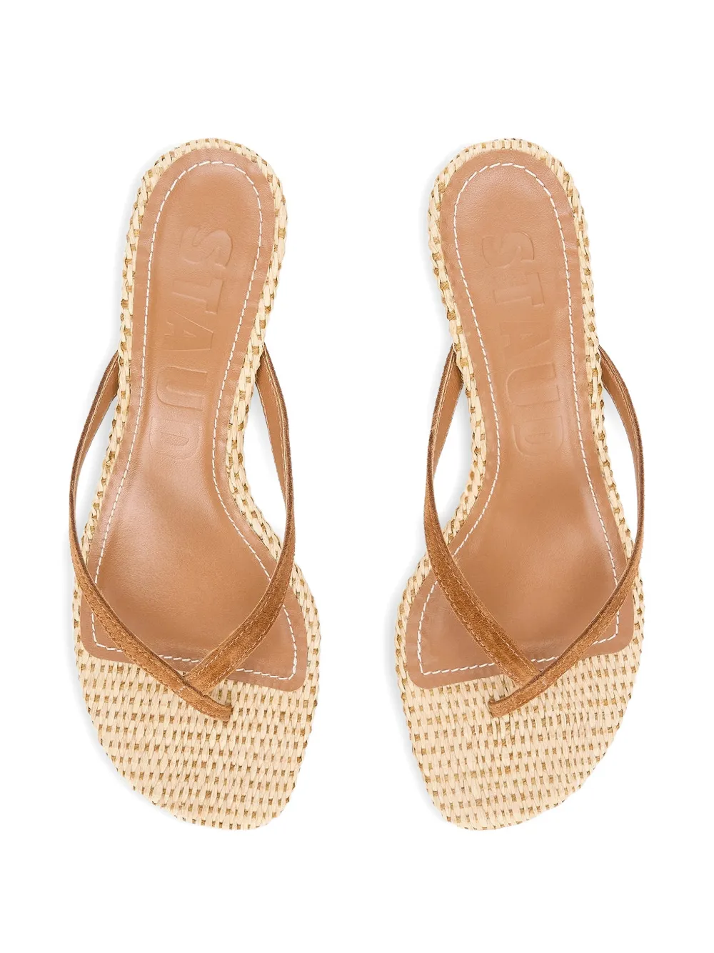 STAUD Freja woven thong sandals Bruin