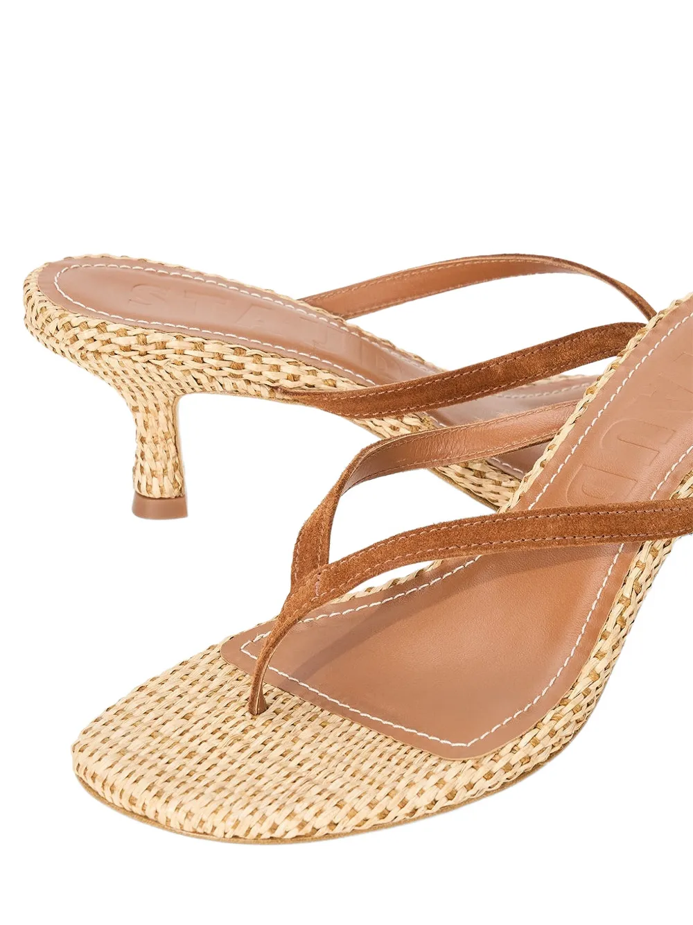 STAUD Freja woven thong sandals Bruin