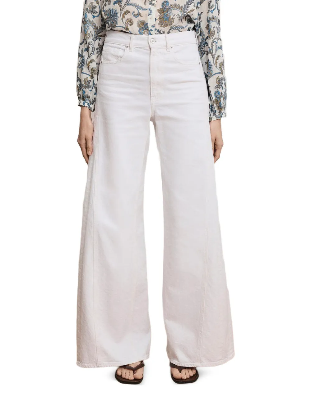 Veronica Beard Vicki flared broek met riemlussen Wit