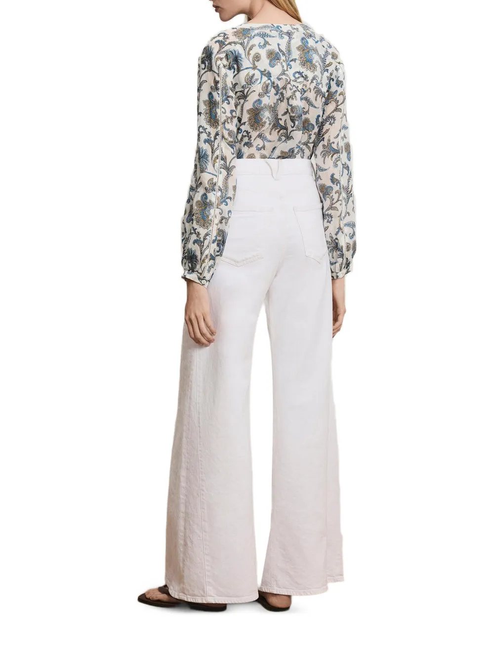 Veronica Beard Vicki flared broek met riemlussen Wit
