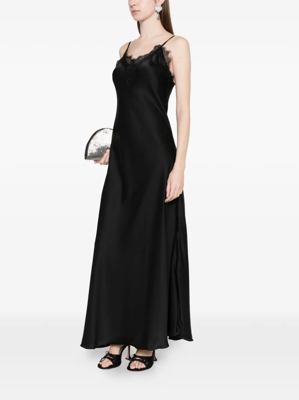 SILKYLICIOUS lace maxi dress - Nero
