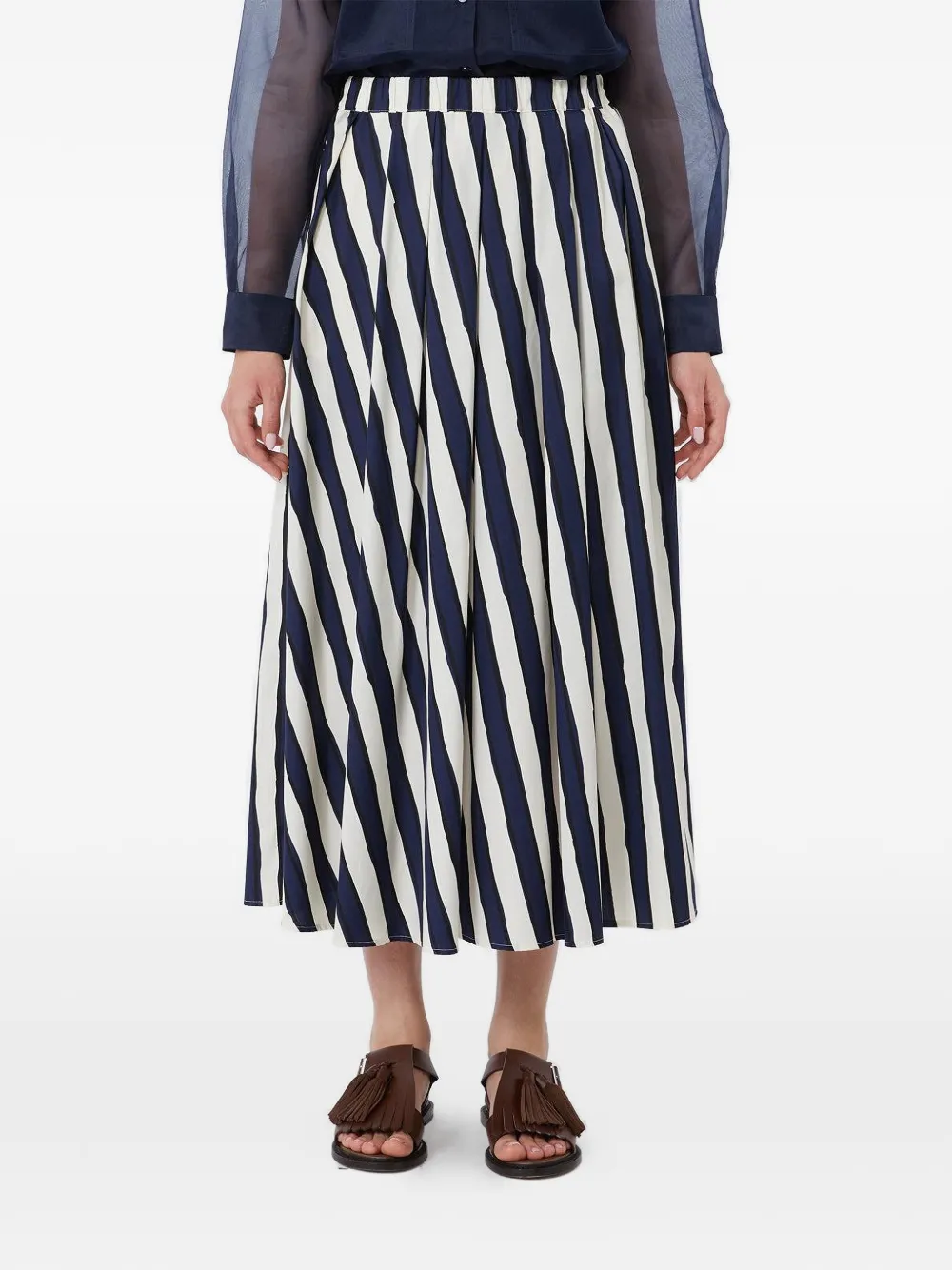  Max Mara Striped Midi Skirt - Blue 