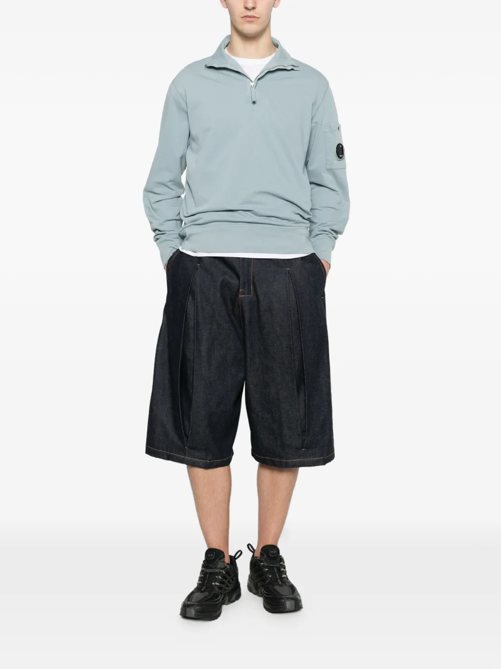 C.P. Company Sweater met halve rits Blauw