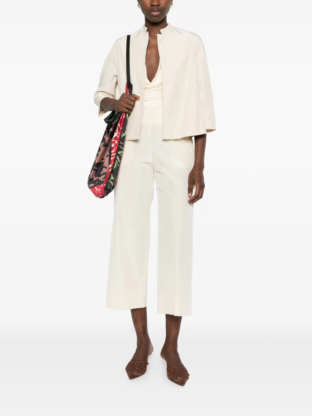  Rosso 35 High-neck Cropped Jacket - Neutrals 