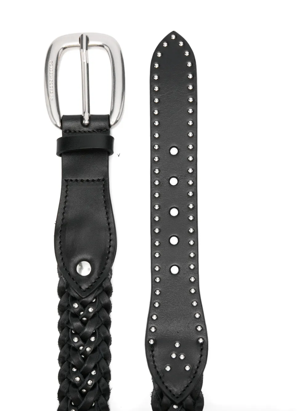  Golden Goose Braided Studded Leather Belt - Black 