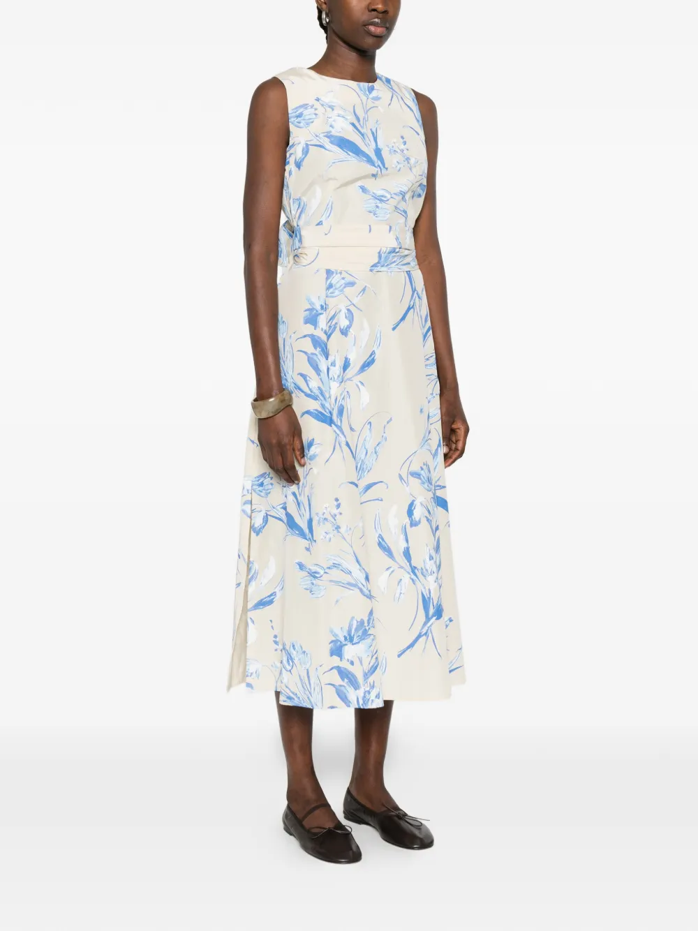 Floral-Print Tie Midi Dress