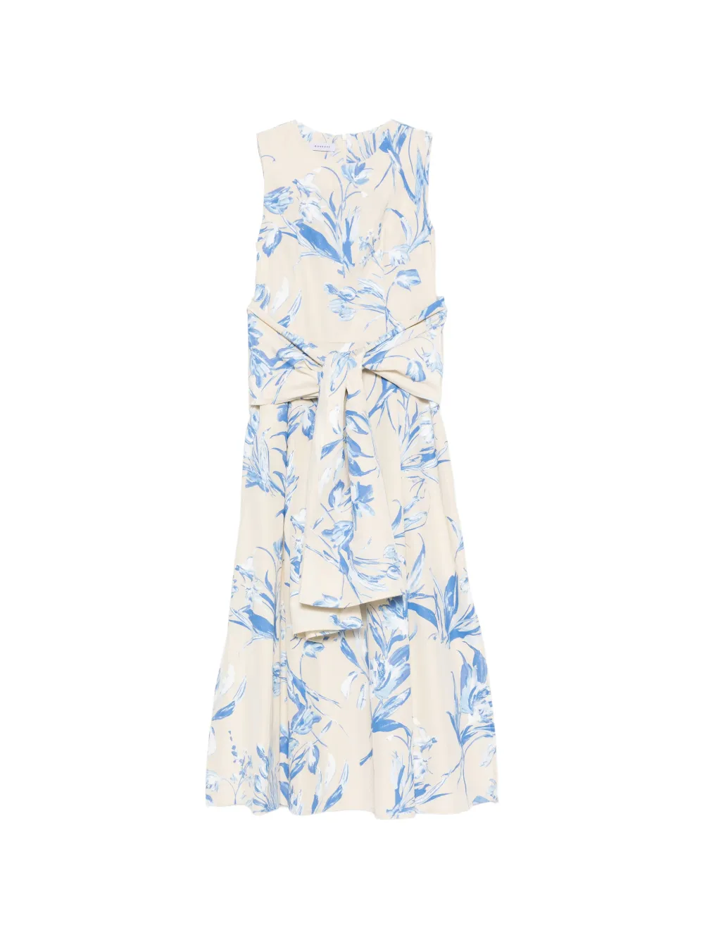 Rosso 35 Floral-print Tie Midi Dress In Blue