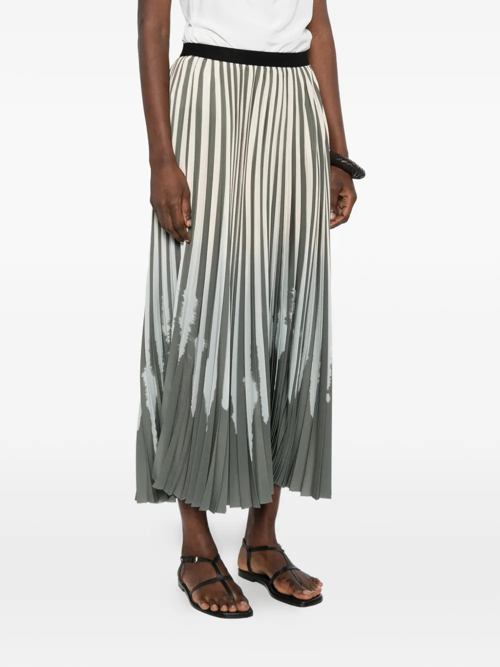  Rosso 35 Striped Pleated Skirt - Neutrals 