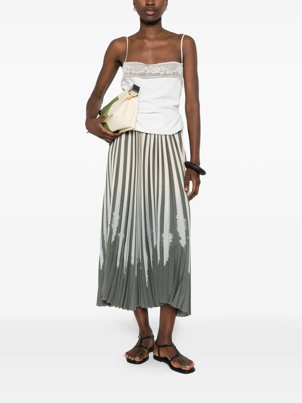  Rosso 35 Striped Pleated Skirt - Neutrals 