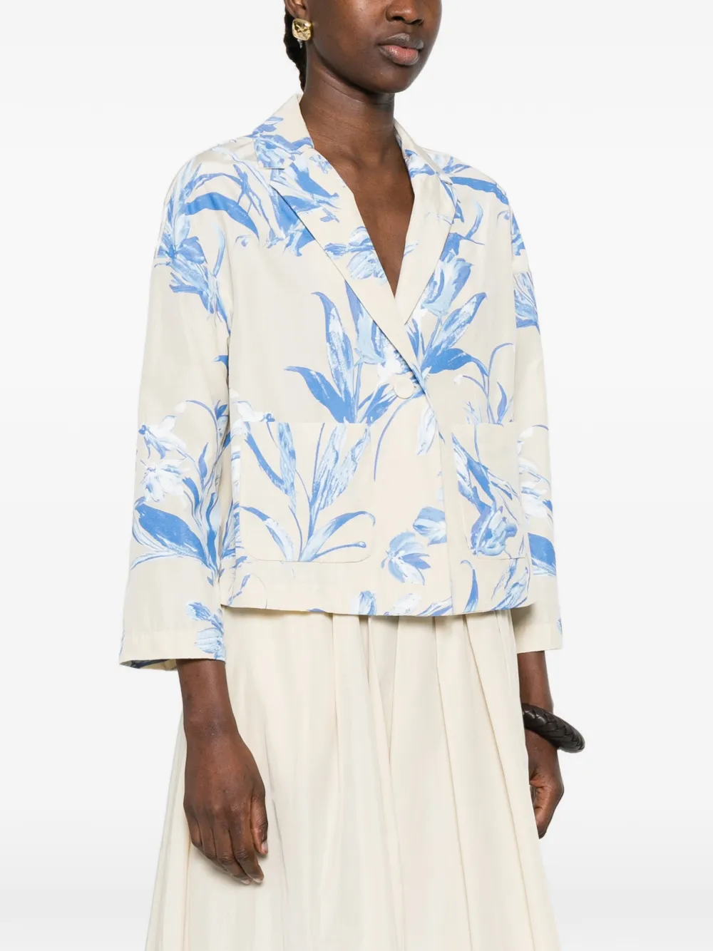  Rosso 35 Floral Print Americana Jacket - Neutrals 
