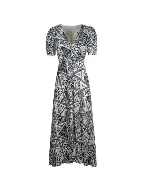 Saloni puff sleeve floral dress