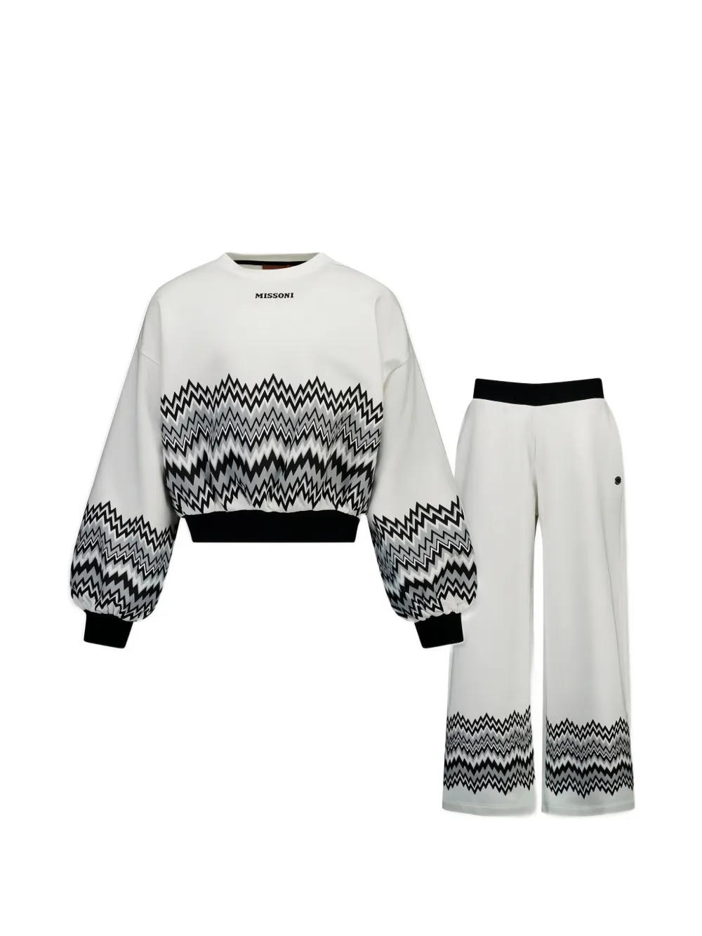 Missoni Kids Tuta sportiva con motivo a zigzag - Bianco