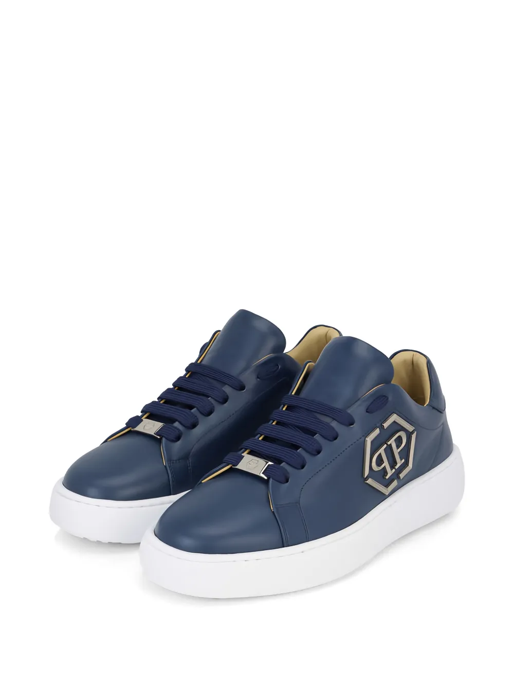 Philipp Plein hexagon leather sneakers Blauw