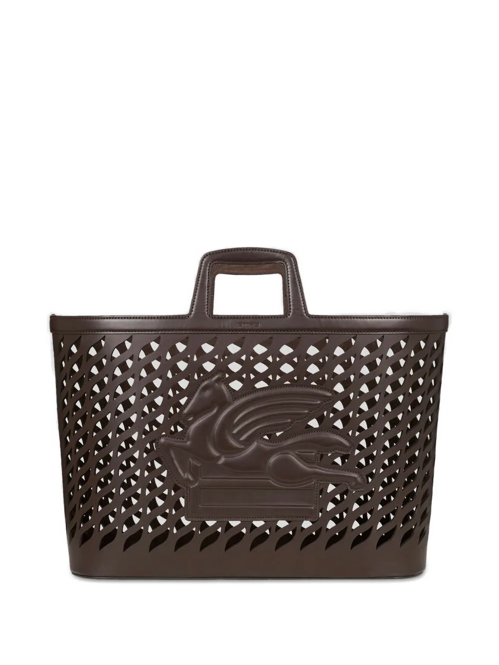 ETRO HOME cutout embossed leather fibre tote - Marrone