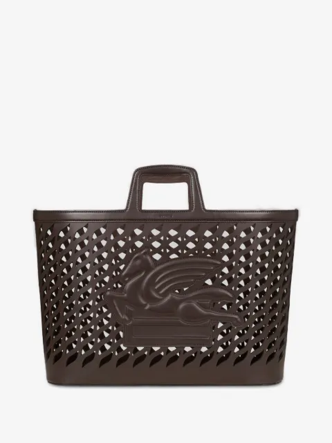 ETRO HOME cutout embossed leather fibre tote