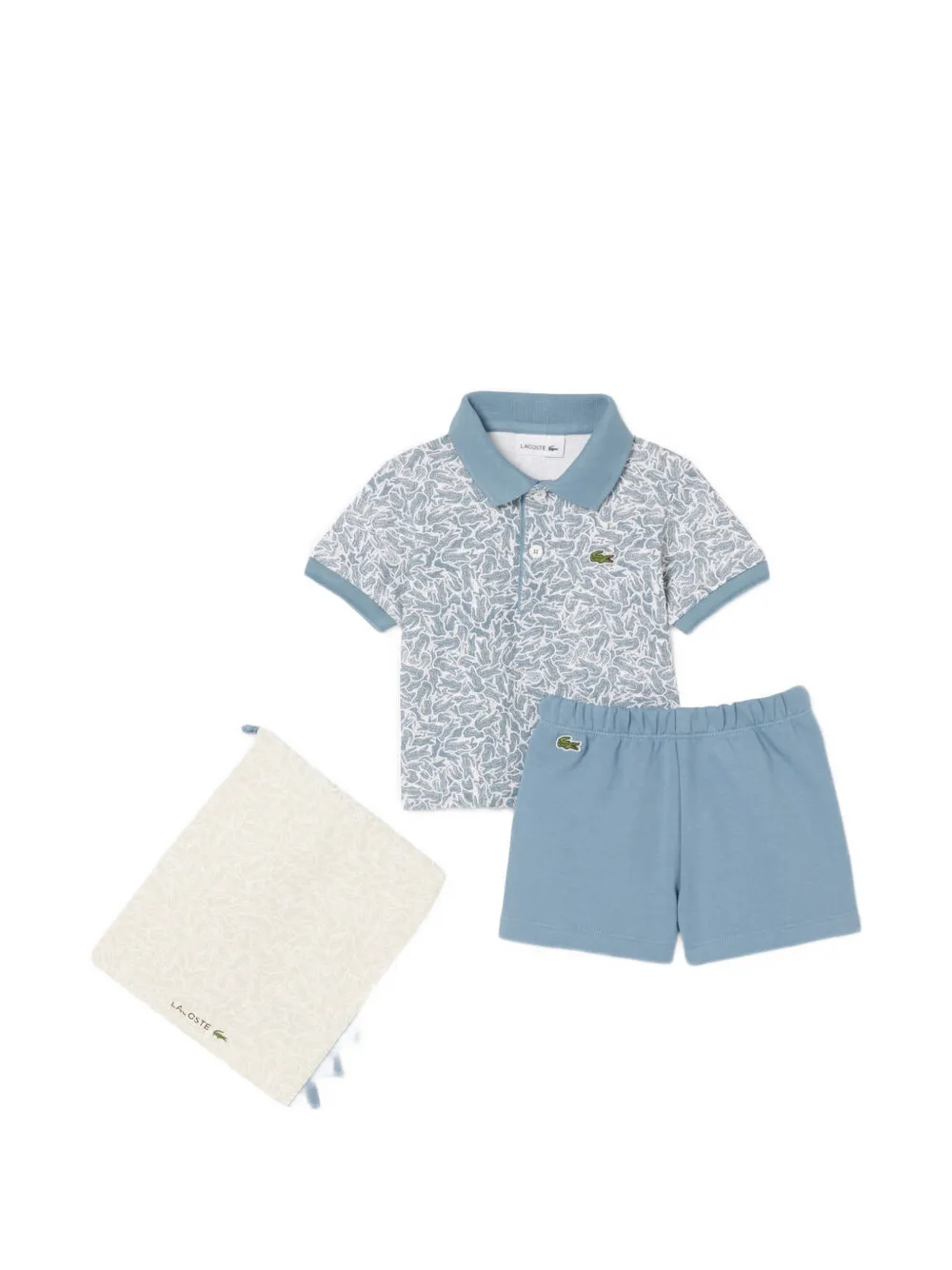 Lacoste Kids printed baby set bag - Blu