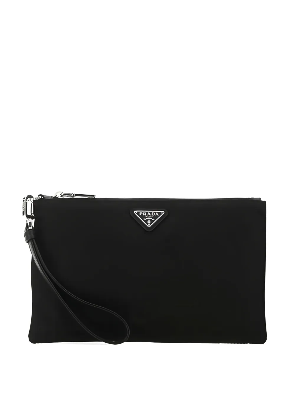 Prada enamel triangle logo tote bag - Nero