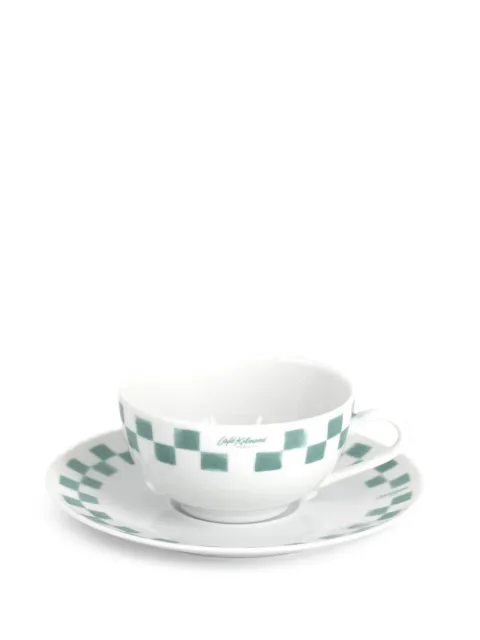 CAFÉ KITSUNÉ checked tea cup and saucer (set of two)