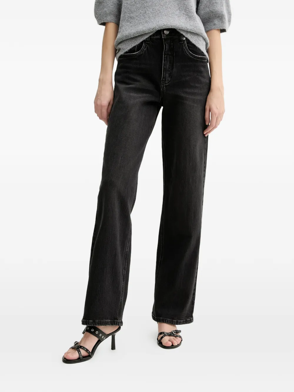 Gestuz black straight-leg jeans - Nero