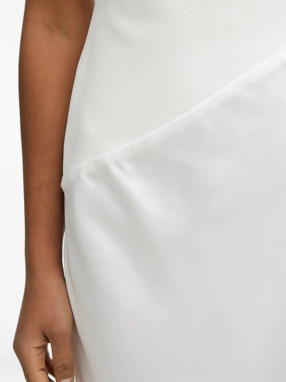 Herve Leger Esme asymmetrische midi-jurk met gedrapeerde hals Wit