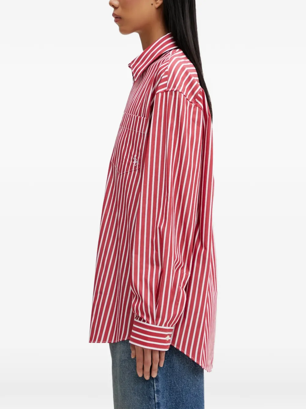 Sporty & Rich Gestreept blouse met zak Rood