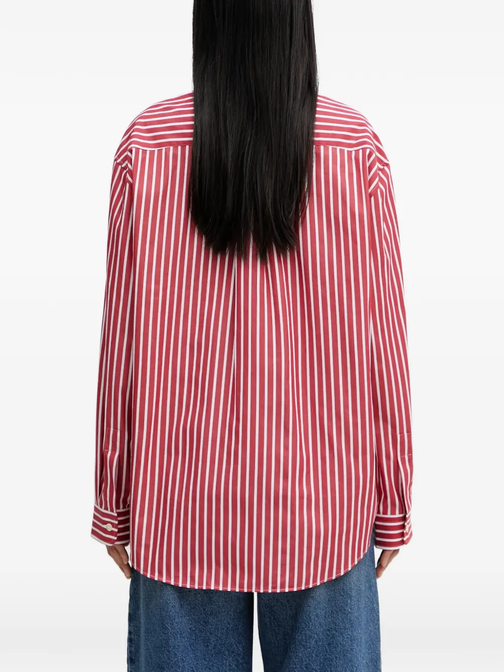 Sporty & Rich Gestreept blouse met zak Rood