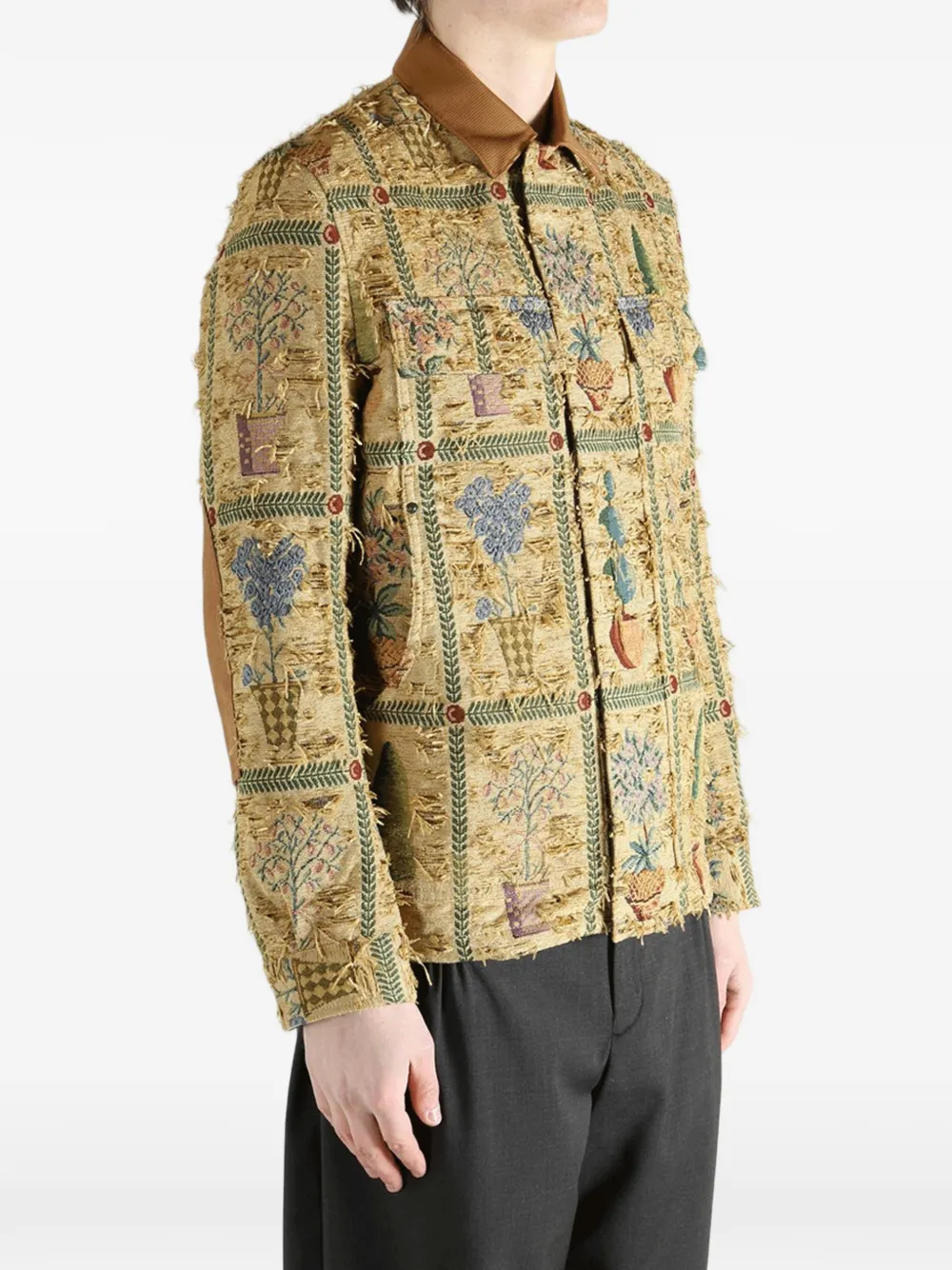  Junya Watanabe Man Fringed Print Jacket - Neutrals 
