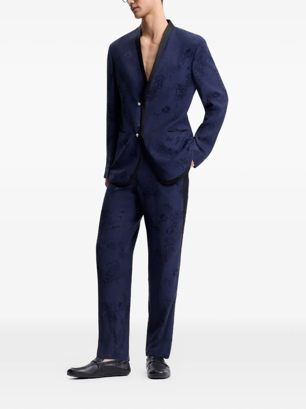  Shanghai Tang Floral-pattern Blazer - Blue 