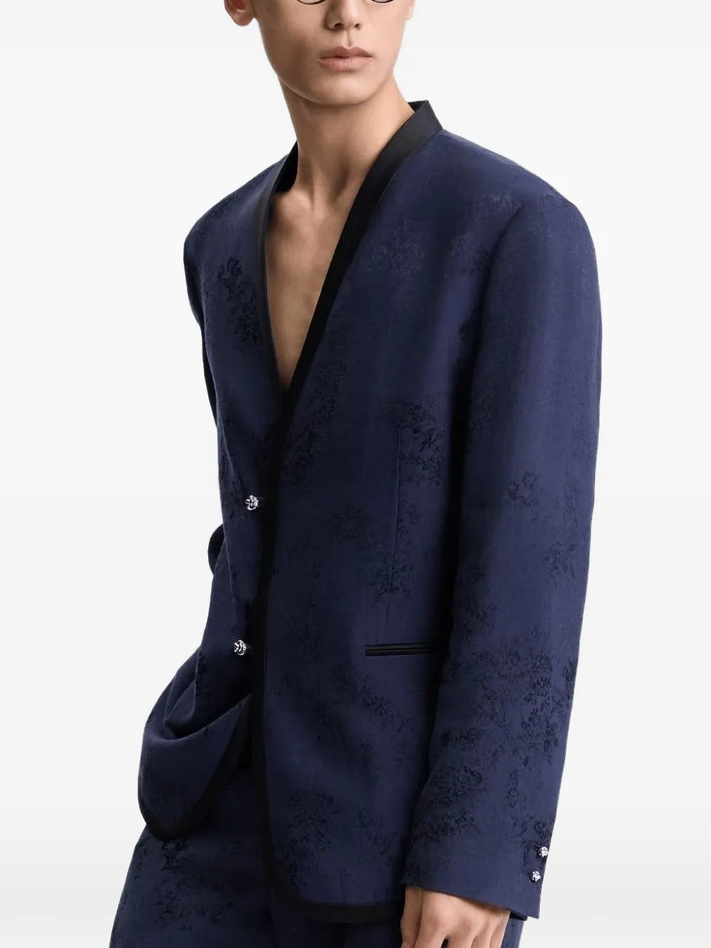 Shanghai Tang Floral-pattern Blazer - Blue 