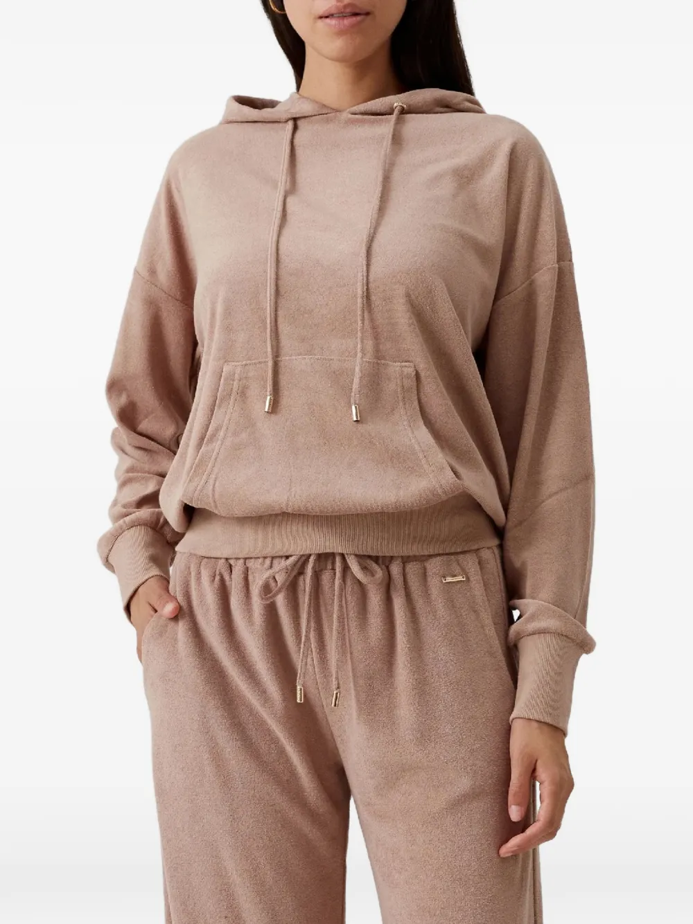 Melissa Odabash Nora hoodie met trekkoord Beige