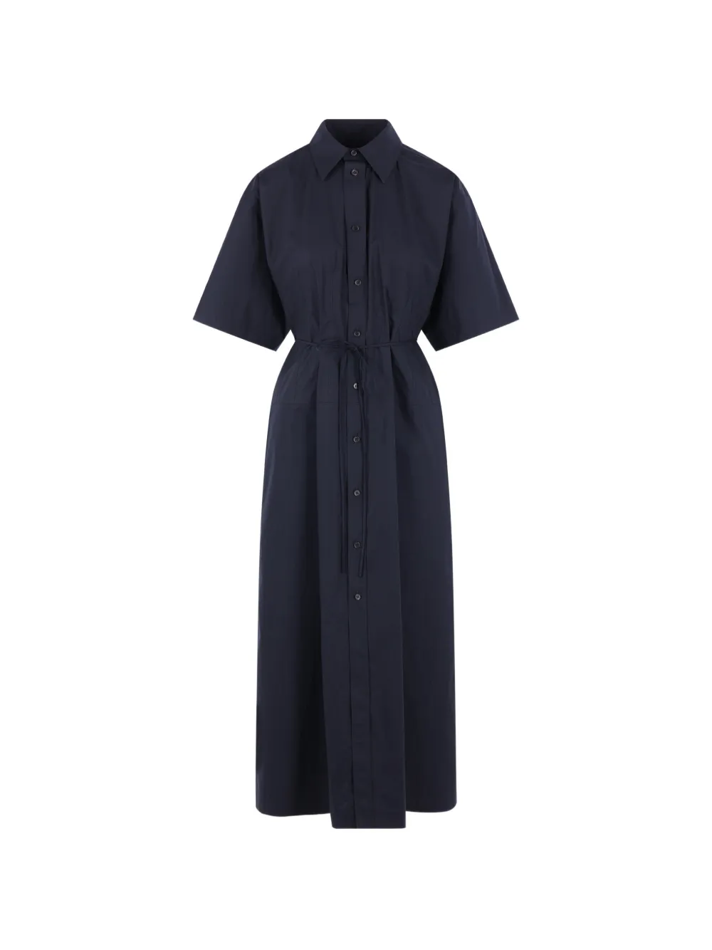 Plan C buttoned tied-waist midi dress - Blu