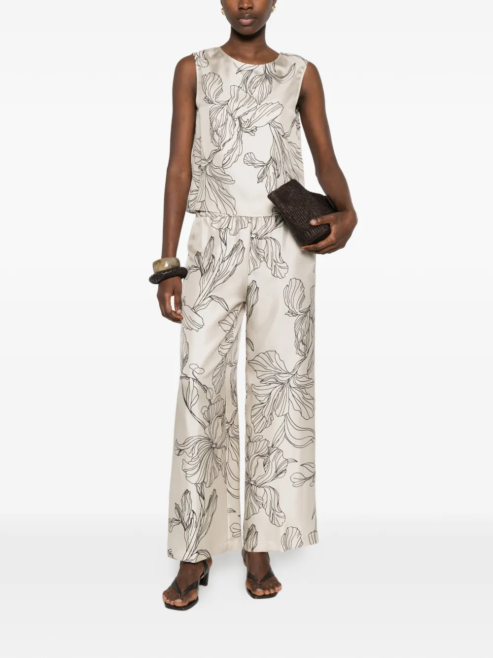  Rosso 35 Floral Sleeveless Blouse - Neutrals 