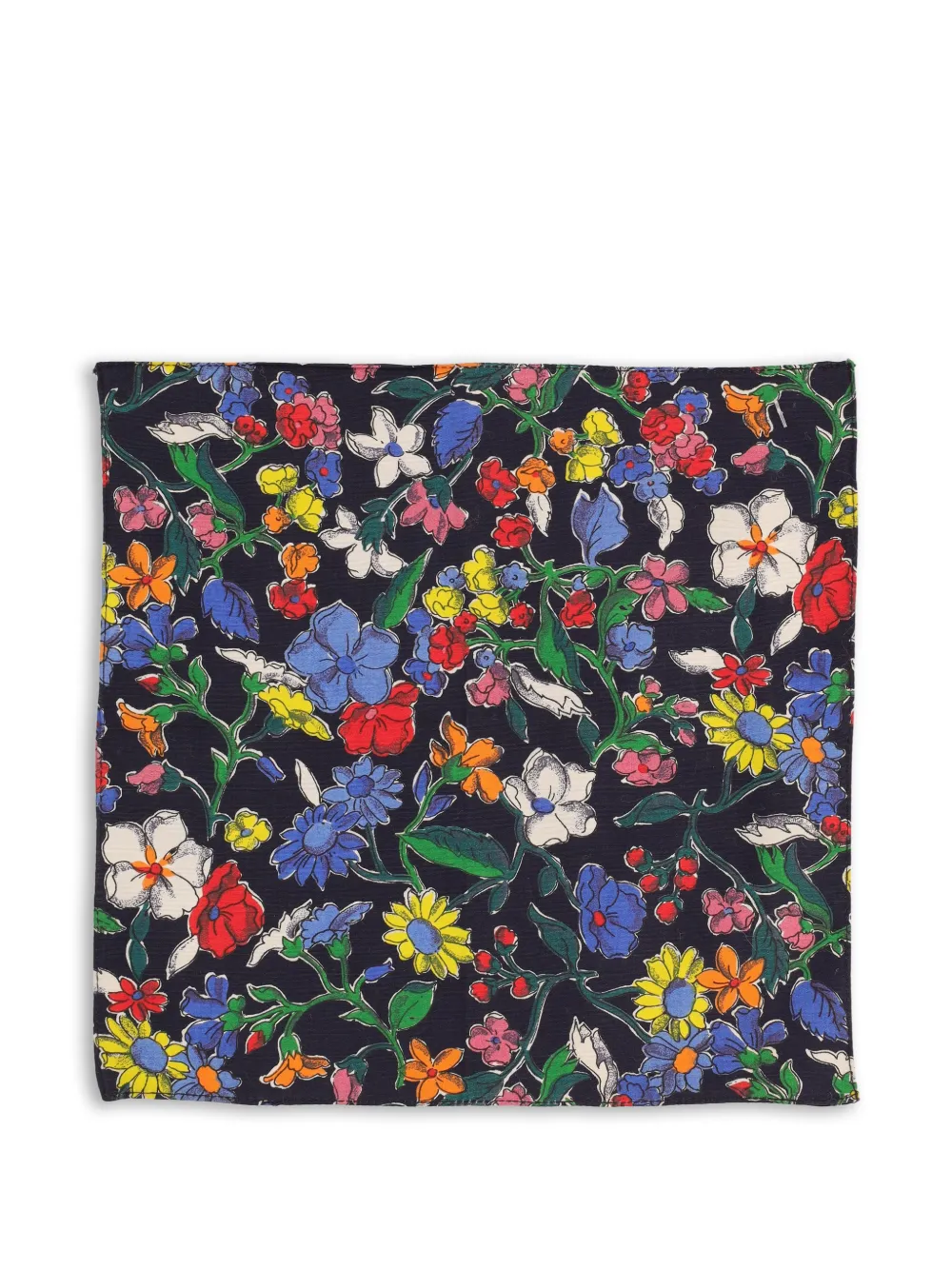 Vintage flower-pattern handkerchief - Nero