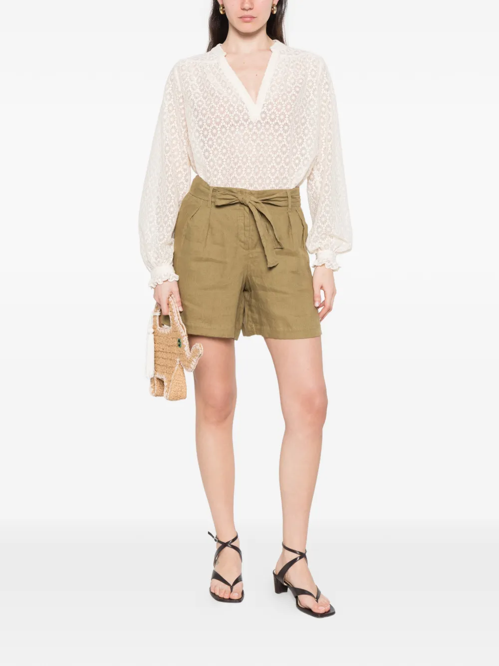MAISON123 Daniela blouse met bloemenprint en V-hals Beige
