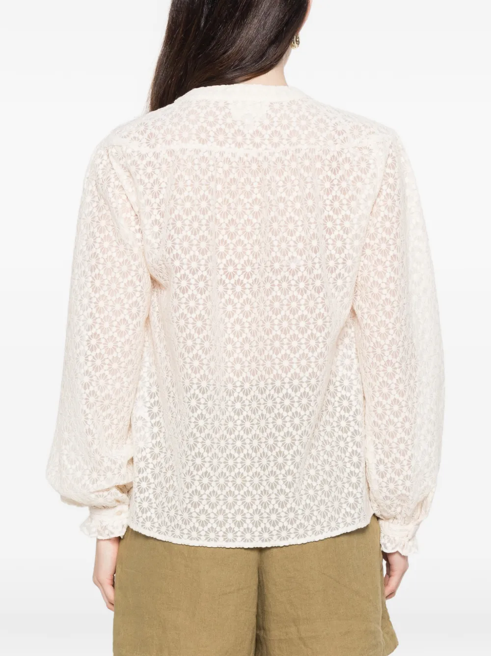 MAISON123 Daniela blouse met bloemenprint en V-hals Beige