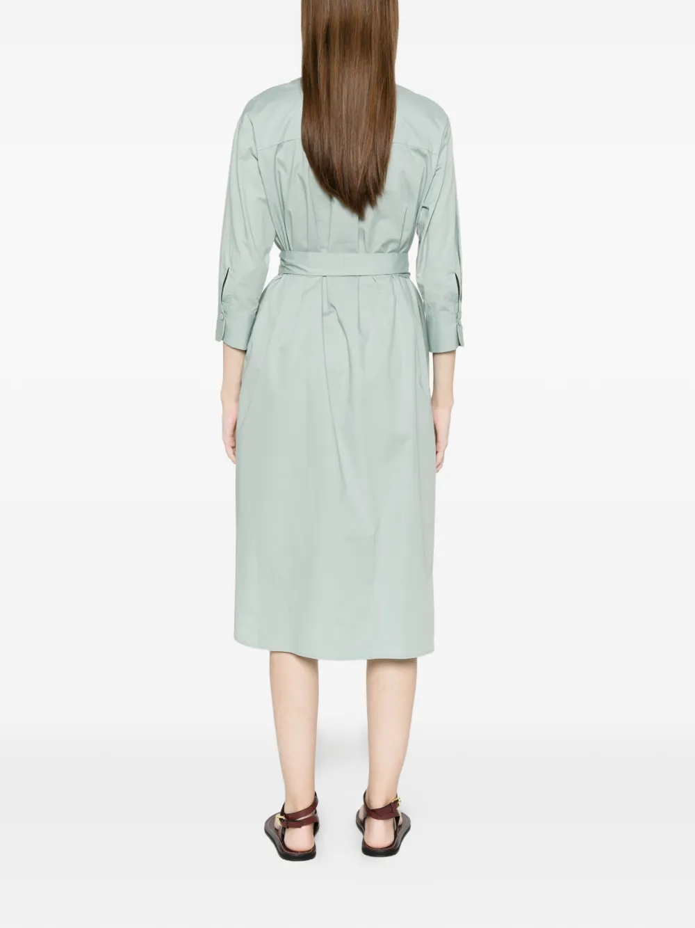 Embroidered Tie-Waist Midi Dress