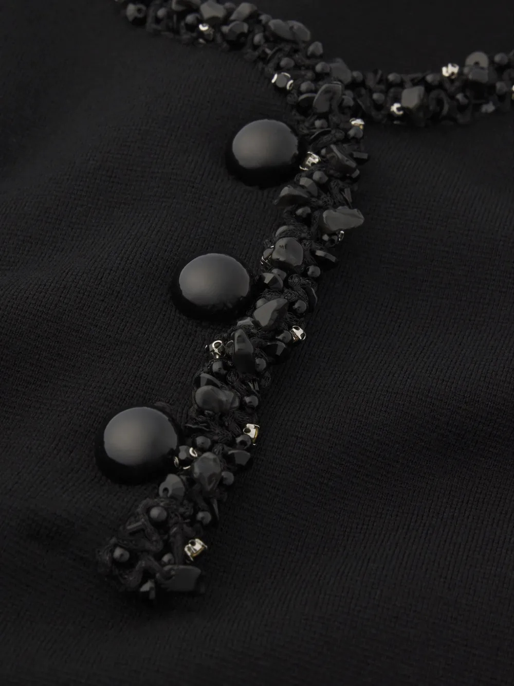  Frame The Beaded Trim Embellishment Button Dress - Black 