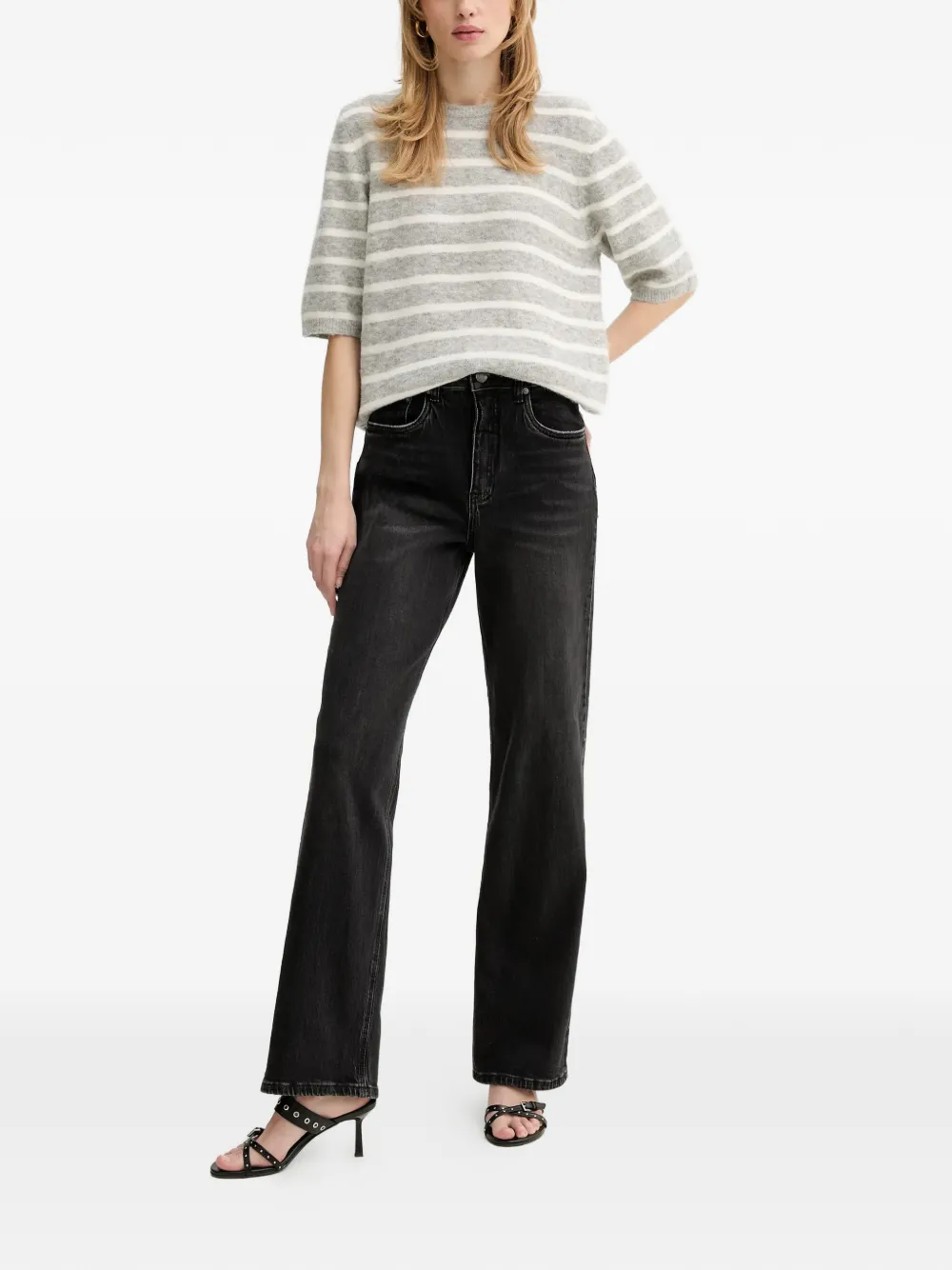  Gestuz Pull Alphagz à Rayures - Gris 