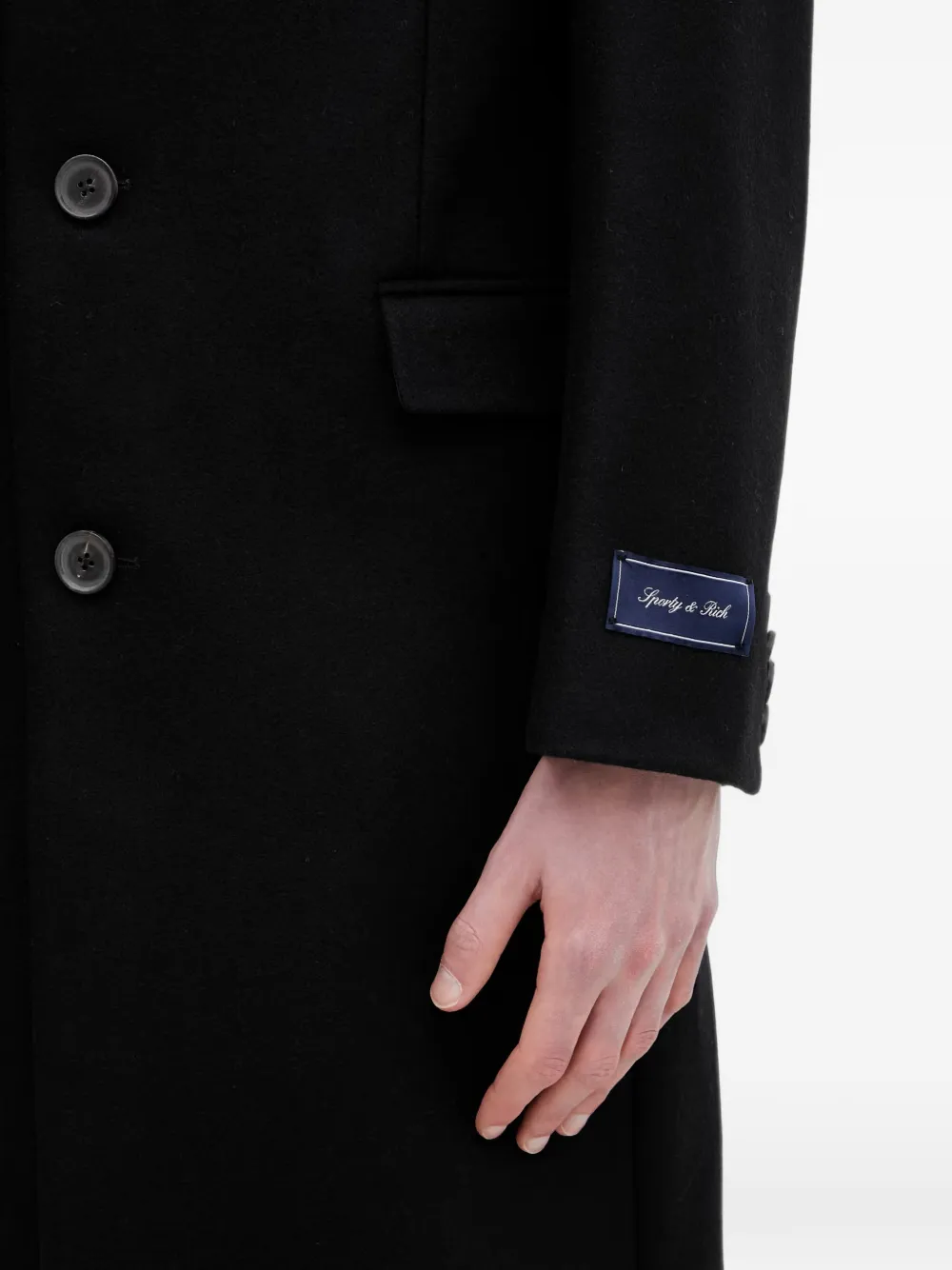Sporty & Rich Jas met enkele rij knopen en logopatch Zwart