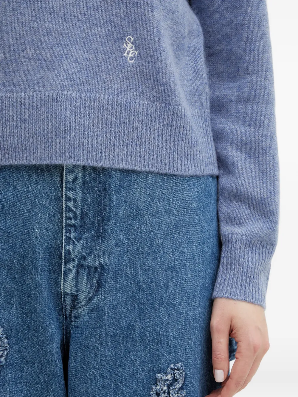Sporty & Rich Polotop met knopen en logo Blauw