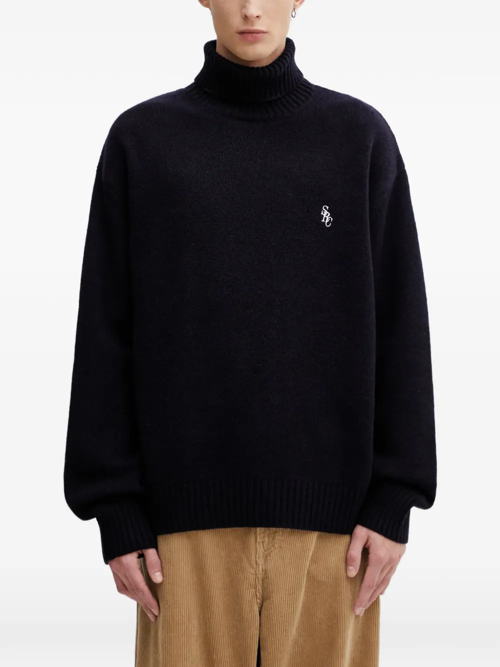 Sporty & Rich roll-neck embroidered sweater - Blau