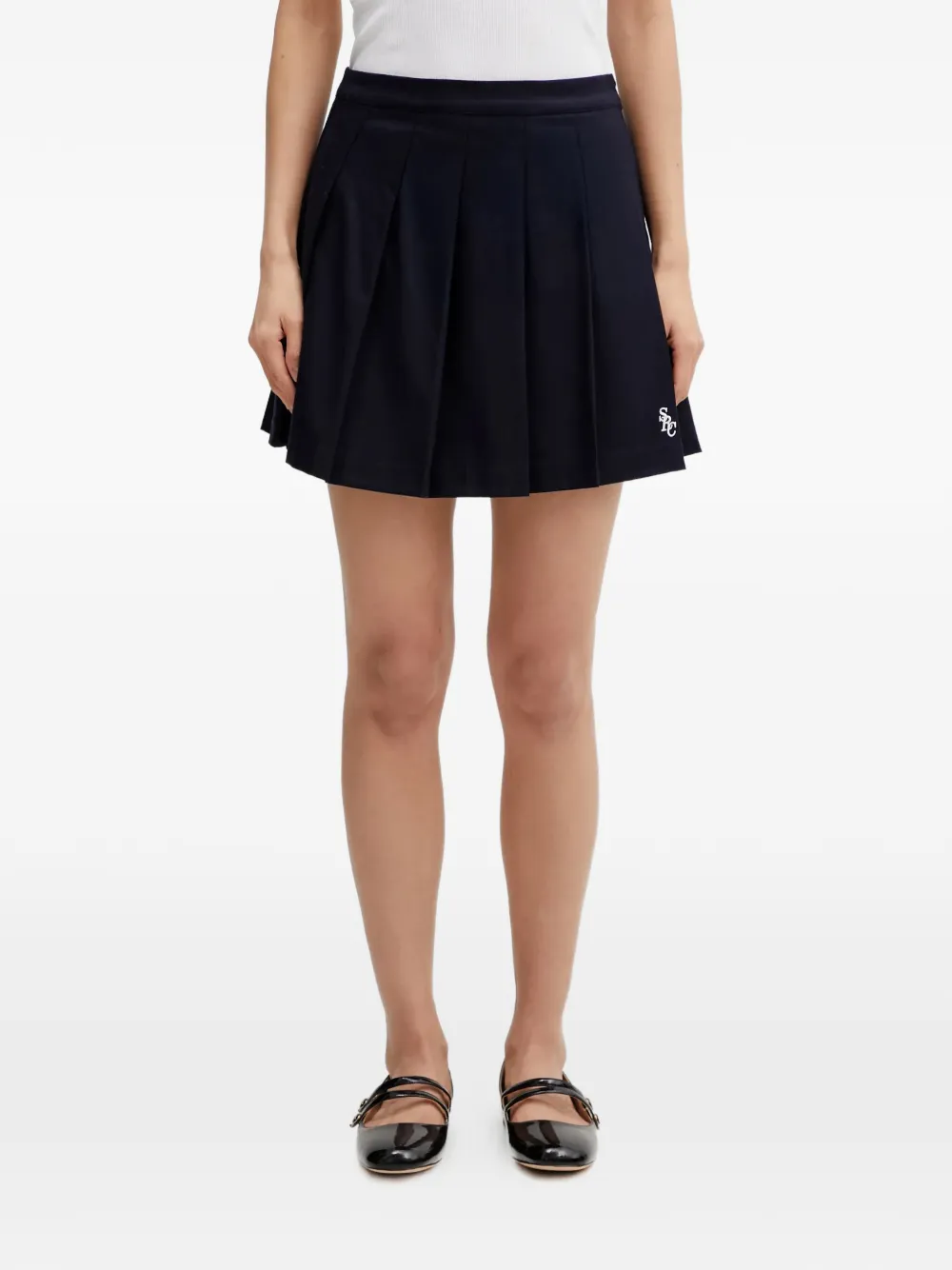 Sporty & Rich pleated embroidery mini skirt - Blu