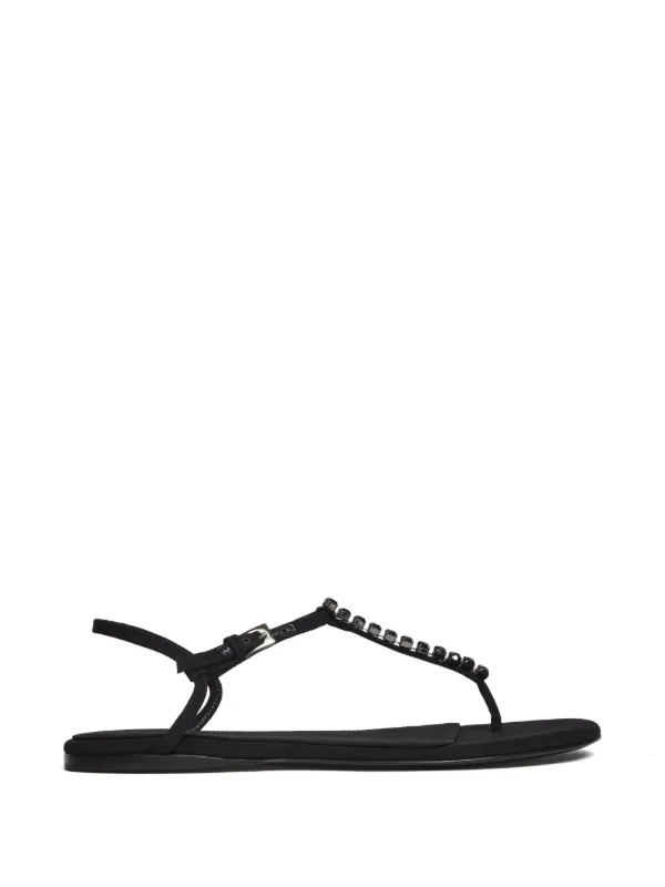 Paris Texas Montecarlo Crystal-embellished Flat Sandals in Black