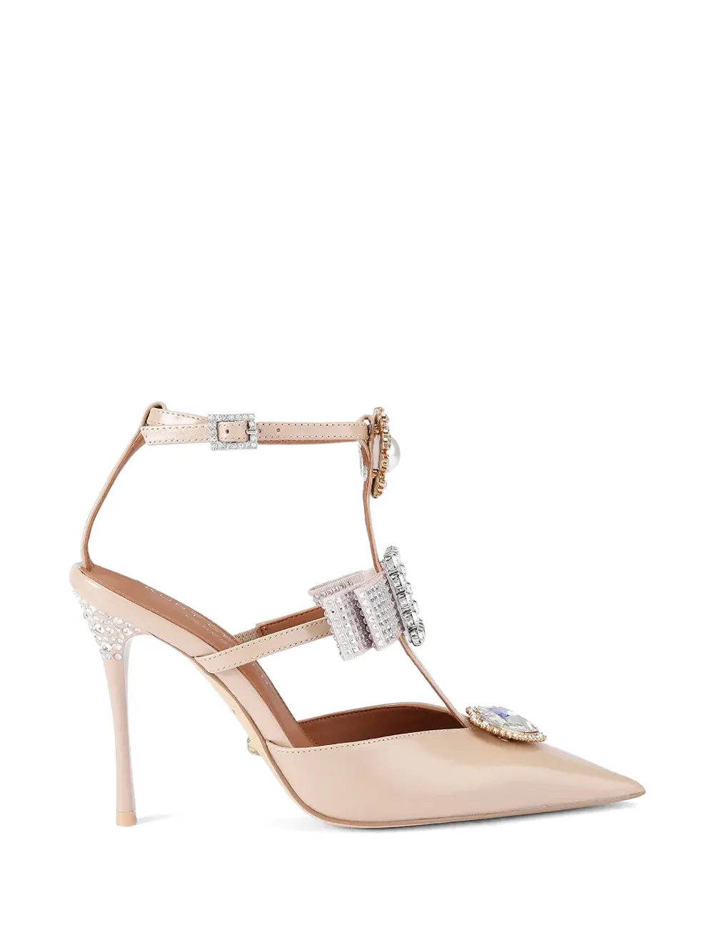 Kurt Geiger London Bow Point Gladiator embellished pumps – Pink