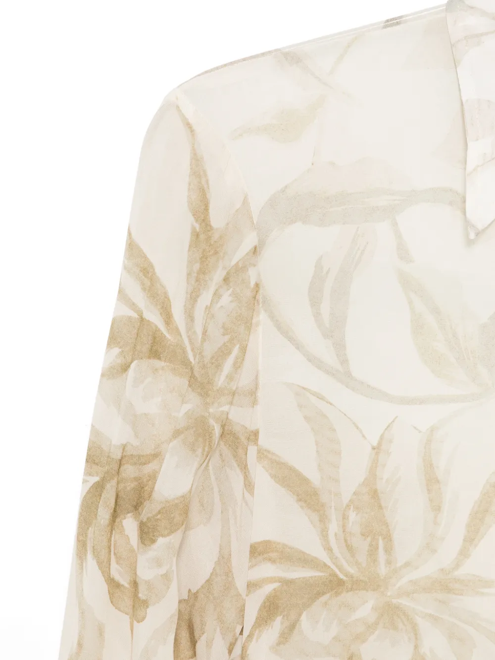 Semicouture Blouse met gestrikte taille en bloemenprint Beige