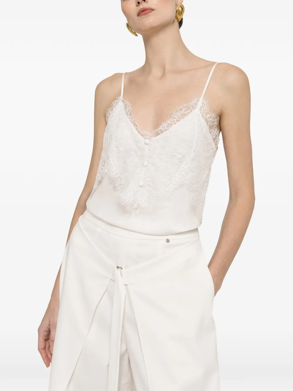NISSA lace panel blouse - Bianco