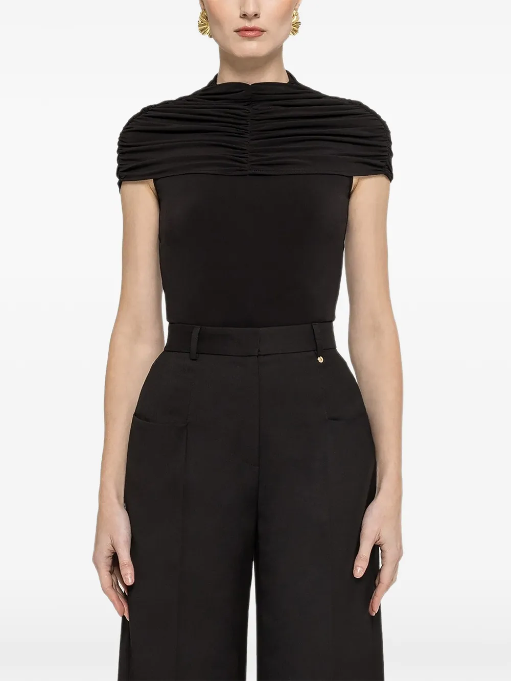 NISSA ruched bodysuit - Nero